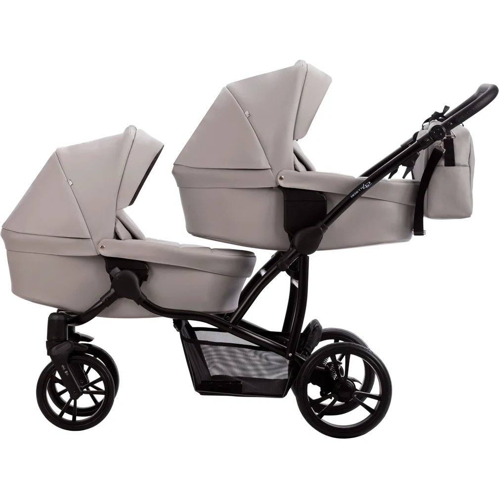 Коляска 2 в 1 для двойни Bebetto B 42 PRO (21) светло-серый